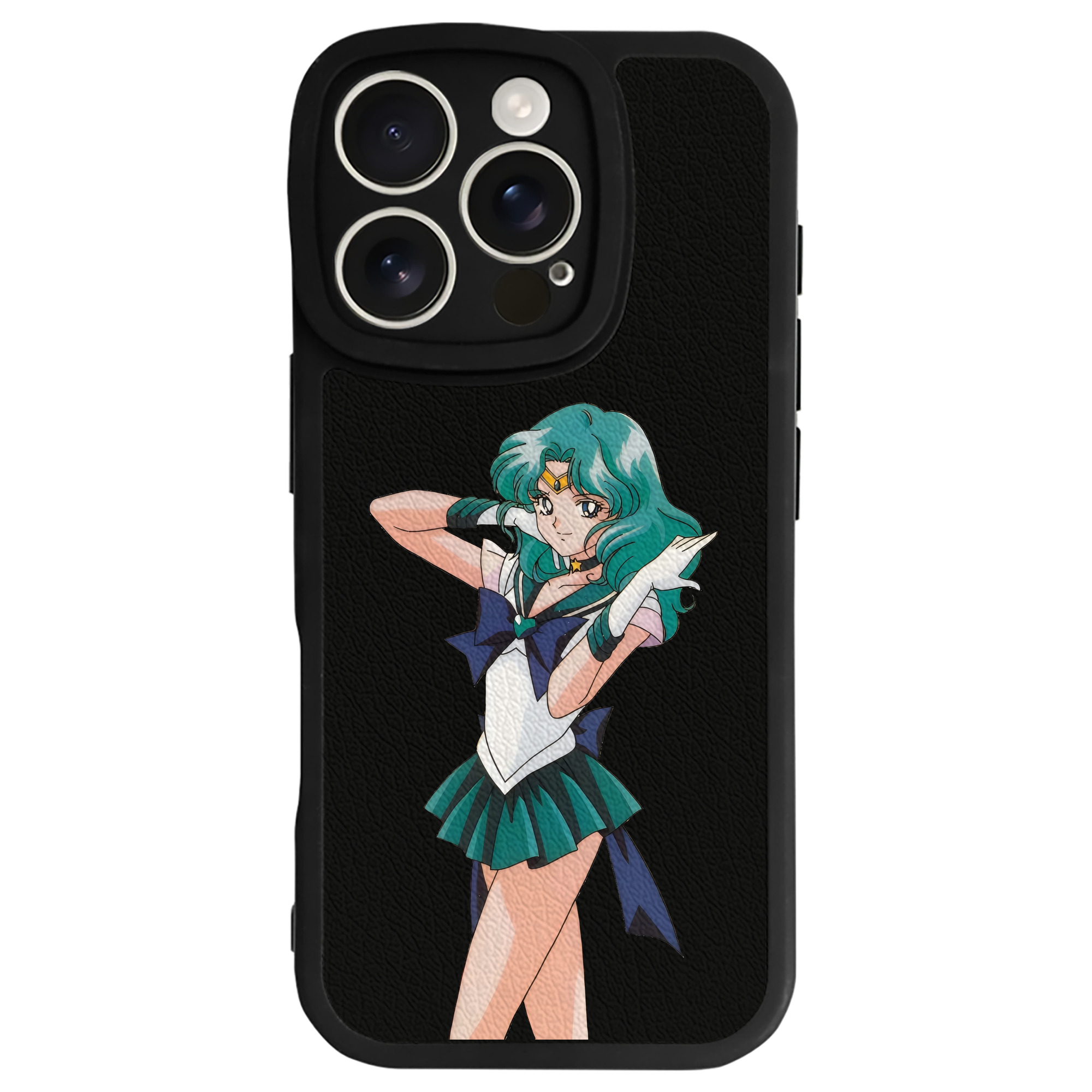 （画像用） 美少女戦士セーラームーン 海王 みちる（かいおう みちる） Sailor Moon Kaiou Michiru 【iPhone 16シリーズ対応】シリコンスマホケース（レザー調） 材質：シリコン